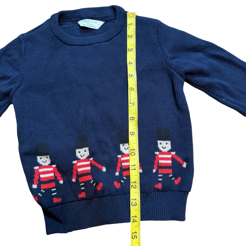 Navy Blue Soldier Knit Sweater Jumper Size 2T Marks & Spencer Kids Blokecore - Picture 7 of 7